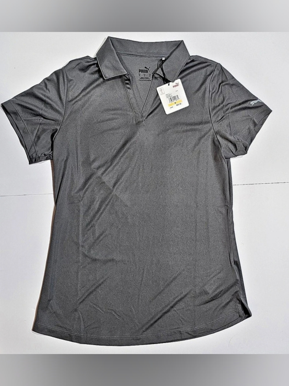 Women's Puma Grey Short Sleeve Icon Polo Shirt Size M